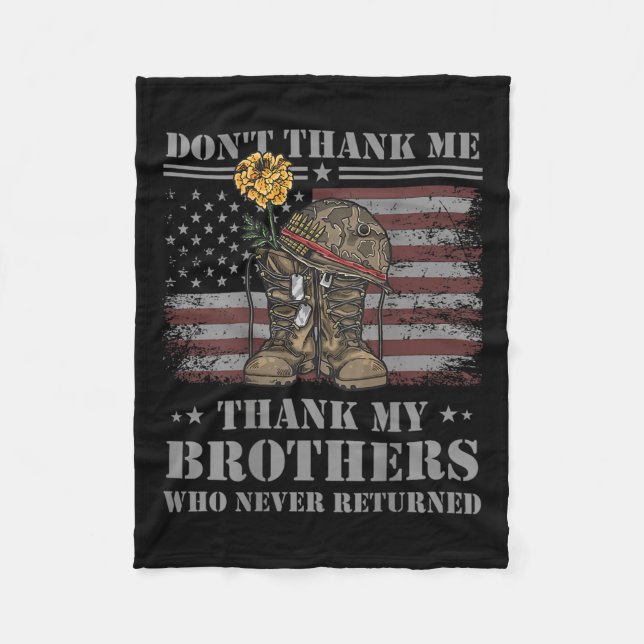 Cobertor De Velo Don't Thank Me Veteran Thank My Brothers Quote Bac (Frente)