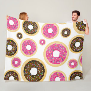 Cobertor De Velo Donuts com Glacê Rosa e Marrom e Confeitos Moderno