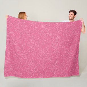 Cobertor De Velo Doodle abstrato branco em fundo rosa