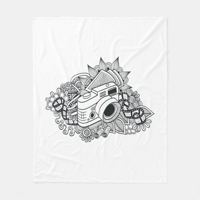 Cobertor De Velo Doodle da câmera do hipster (Frente)