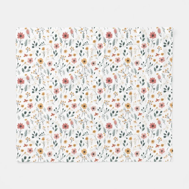 Cobertor De Velo Doodle de Flor Silvestre (Frente (Horizontal))