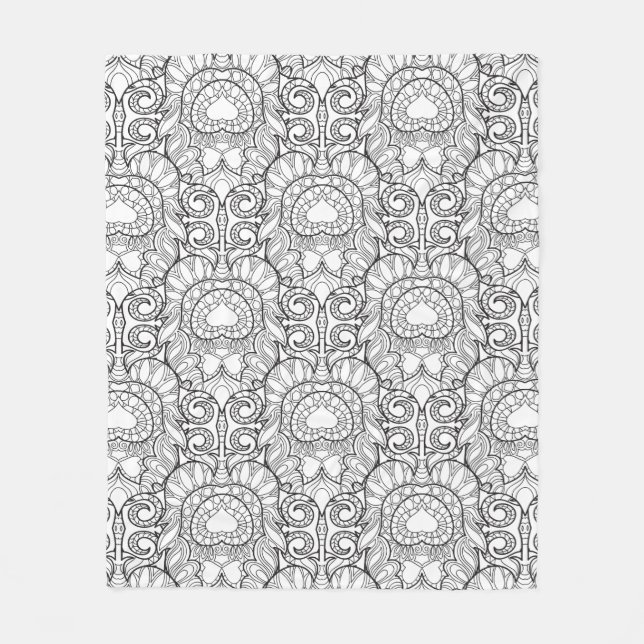 Cobertor De Velo Doodle do teste padrão da pena do pavão (Frente)