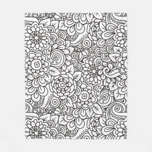 Cobertor De Velo Doodle retro floral