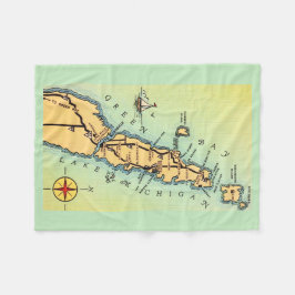 Cobertor De Velo Door County Vintage Map Fleece Throw