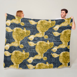 Cobertor De Velo Dourada Cinza Noite de Poodle