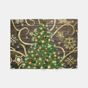 Cobertor De Velo Dourada Design de madeira de árvore de Natal elega