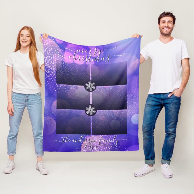 Cobertor De Velo Dourada rosa púrpura moderna - Feliz Natal (In Situ)