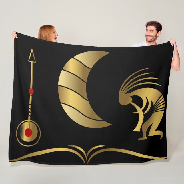 Cobertor De Velo Dourada Silhouette Kokopelli Fleece Blanket (In Situ)