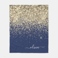 Dourado Azul Naval Glitter Brilho Monograma Nome