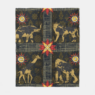 Cobertor De Velo Dourado Azul Vermelho Mapa Mundial Safari Animais 