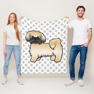 Cobertor De Velo Dourado com a máscara negra Shih Tzu Cute Cartoon