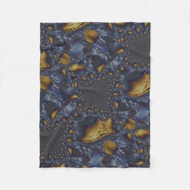 Cobertor De Velo Dourado e Silver Blue Molten Metal (Frente)