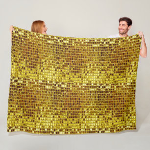 Cobertor De Velo Dourado Mosaico Elegante Glam Estético, Luxo Moder