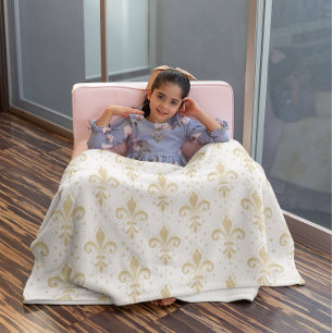 Cobertor De Velo Dourado padrão uniforme de pulgas-de-lis em branco