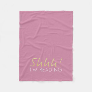 Cobertor De Velo Dourado Sparkle Shhh! Estou lendo velo de folheto