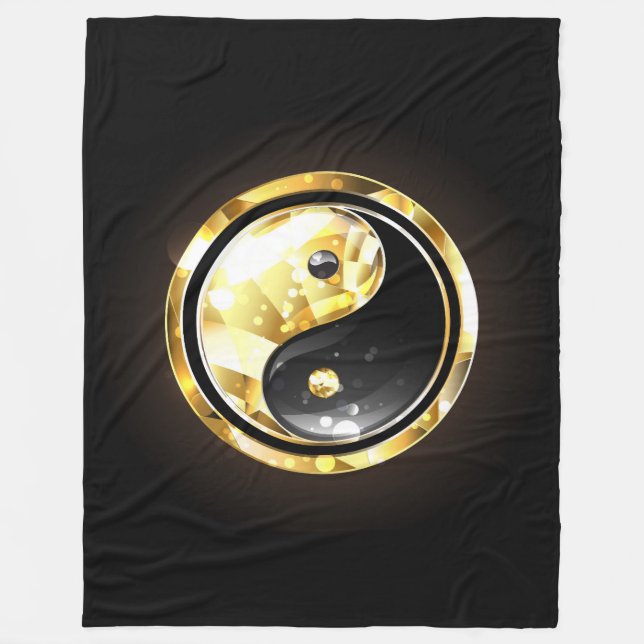 Cobertor De Velo Dourado Yin Yang a preto (Frente)