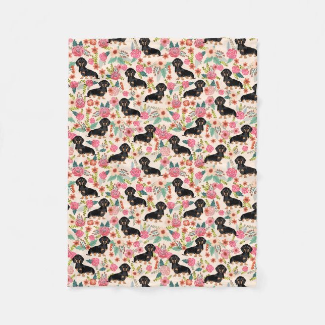 Cobertor De Velo Doxie cobre - preto e dachshunds tan - o creme (Frente)