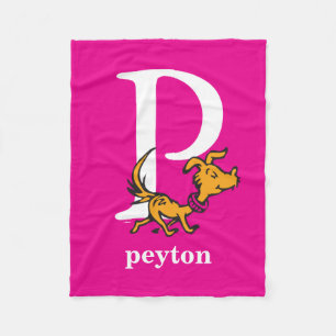 Cobertor De Velo Dr. Seuss ABC: Letra P - Branco Adicione seu nom