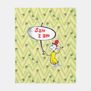 Cobertor De Velo Dr. Seuss Sam-I-Am segurando cartaz
