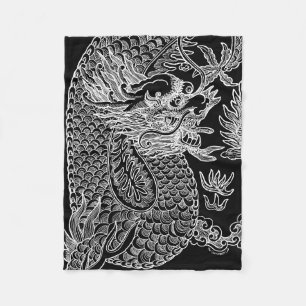 Cobertor De Velo Dragão Chinês Tradicional Desenho Preto
