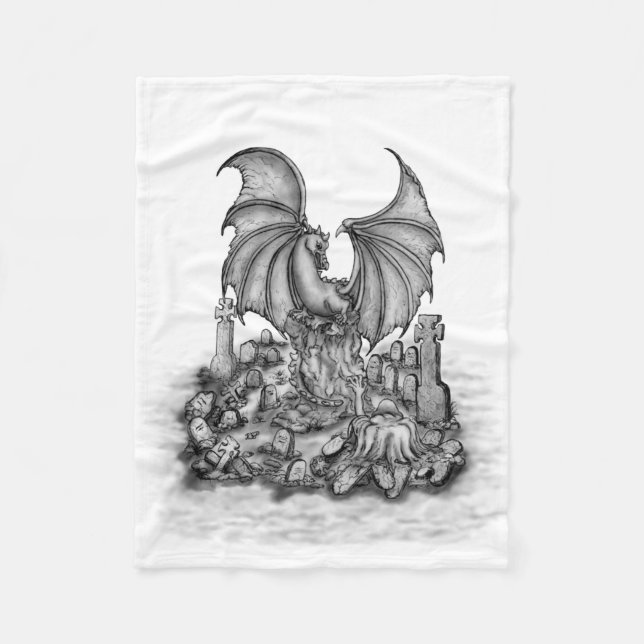 Cobertor De Velo Dragão com Zombie (Frente)