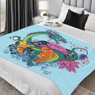 Cobertor De Velo Dragão de Água Chinês Peixe Koi