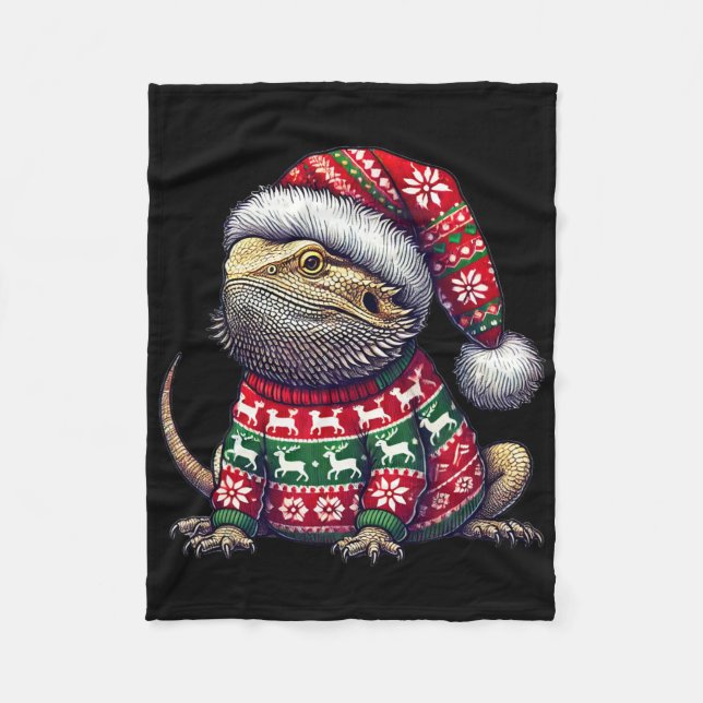 Cobertor De Velo Dragão de Barba Suado Feio Natal (Frente)