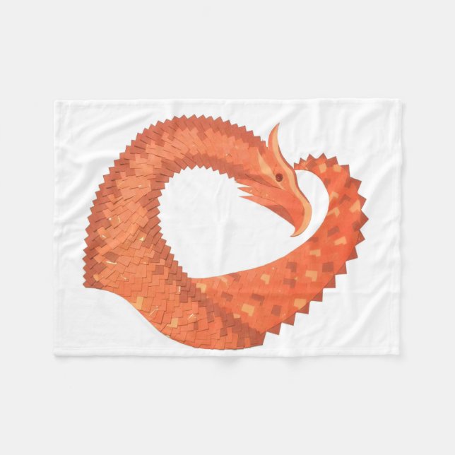 Cobertor De Velo Dragão de coração laranja em branco (Frente (Horizontal))