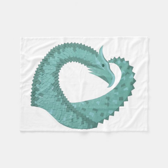 Cobertor De Velo Dragão verde-sábado em branco (Frente (Horizontal))