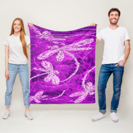 Cobertor De Velo Dragões de prata em um céu magenta