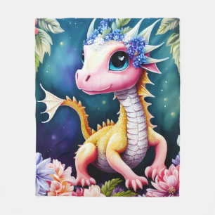 Cobertor De Velo Dragon Baby Space Flowers Retrato