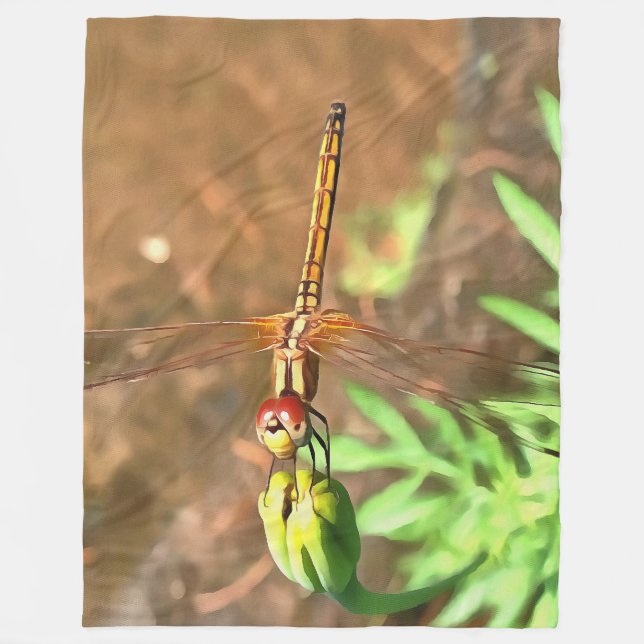 Cobertor De Velo Dragonfly Artística Descendo Na Cabeça Da Flor (Frente)