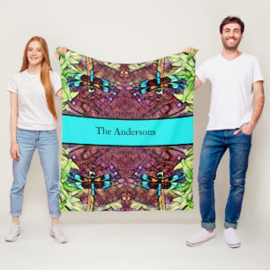 Cobertor De Velo Dragonfly Blue Teal Aqua Black Family