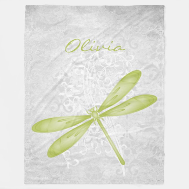 Cobertor De Velo Dragonfly Personalizada Fleece Blanket Verde (Frente)