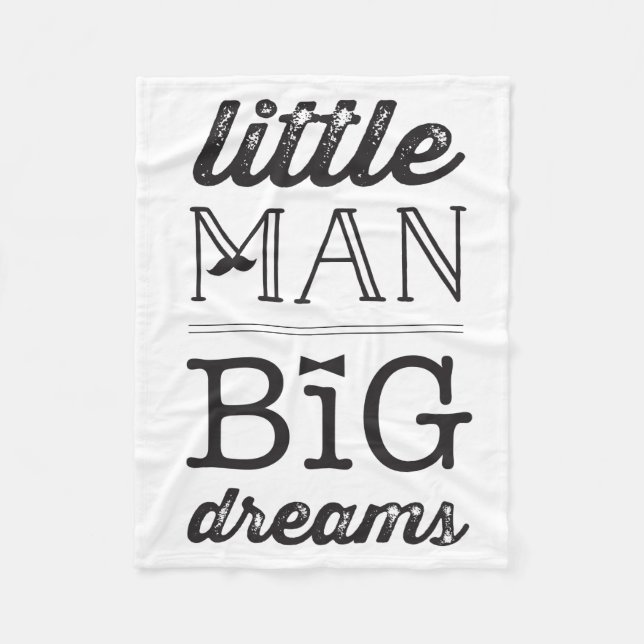 Cobertor De Velo Dream Big Little Man Mustache BowTie Baby Blanket (Frente)