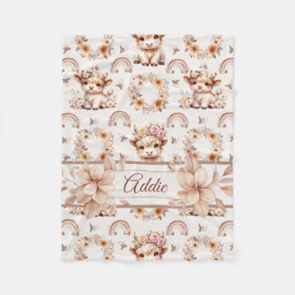 Cobertor De Velo Dreamy Boho Highland Cow Nursery