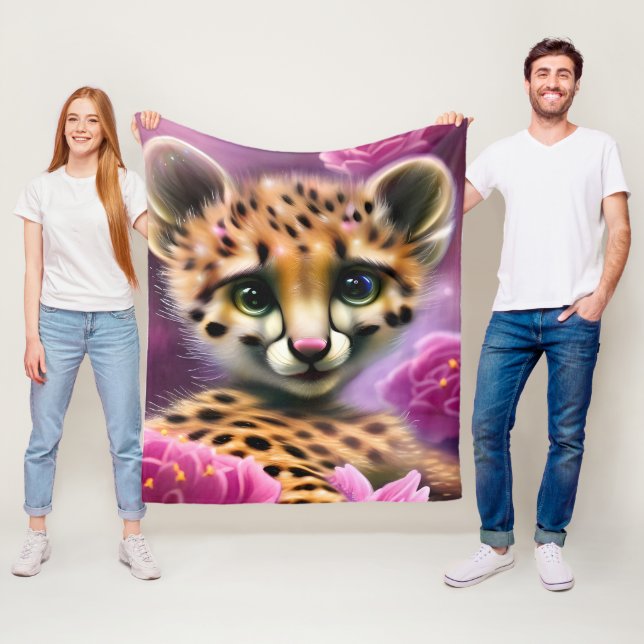 Cobertor De Velo Dreamy Eyed Baby Cheetah (In Situ)