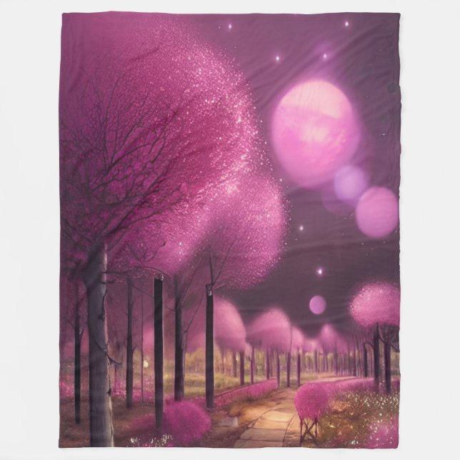 Cobertor De Velo Dreamy Pink Nightscape (Frente)