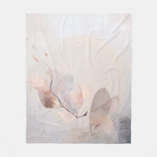 Cobertor De Velo Dried Eucalyptus Leaves Gold Circle Minimal Art (Frente)