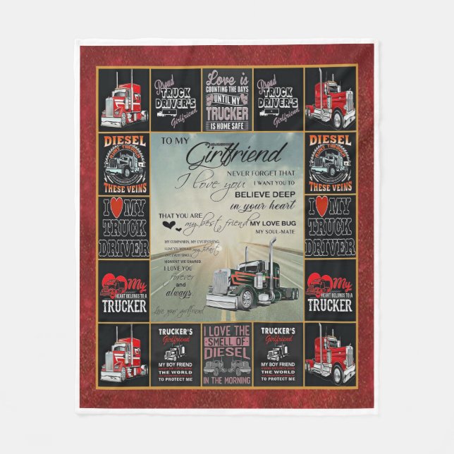 Cobertor De Velo Driver de caminhão personalizado para meu Namorada (Frente)