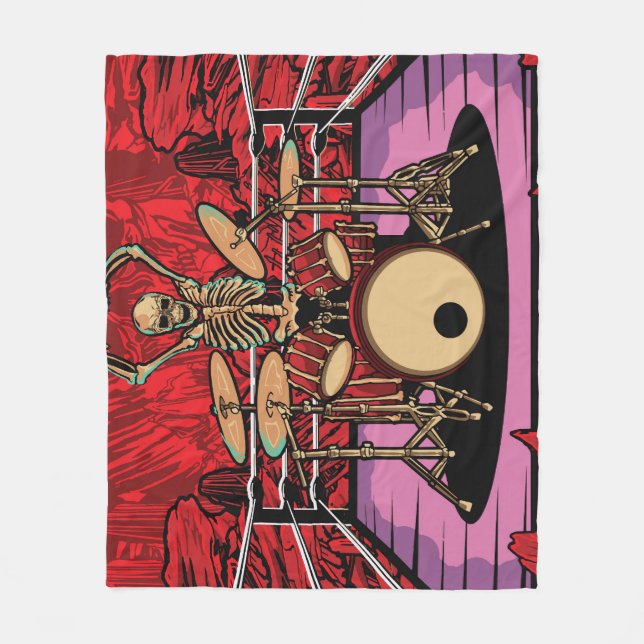 Cobertor De Velo Drummer do crânio: Ilustração do Anel do Lixeira (Frente)