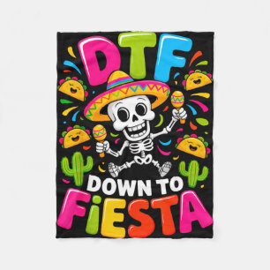 Cobertor De Velo Dtf até a festa crânio engraçado menino mexicano p