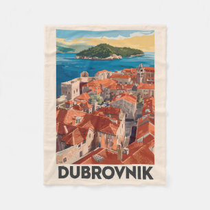 Cobertor De Velo Dubrovnik Croácia Illustração Viagem Art Vintage