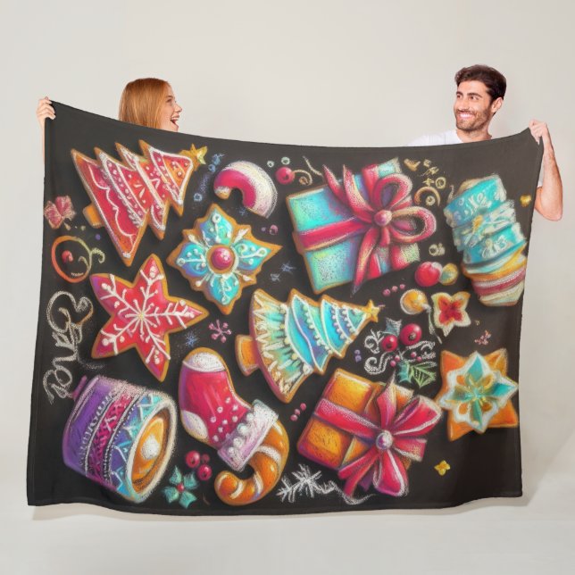 Cobertor De Velo Duro Pastel Desenho Feriado de Natal Cookie (In Situ)