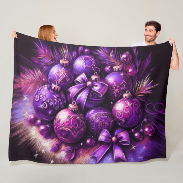Cobertor De Velo Duro Pastel Desenho Feriado Feriado de Natal Roxo (In Situ)