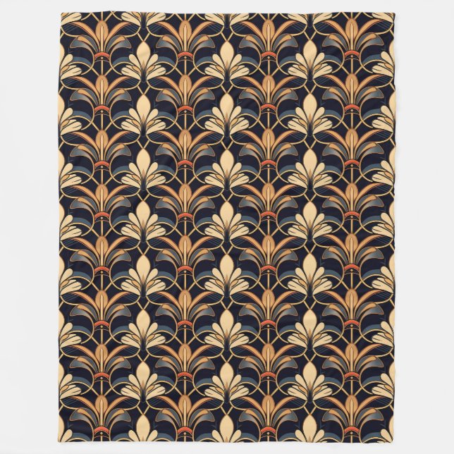 Cobertor De Velo Dusty Blue e Orange Art Deco (Frente)