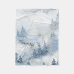 Cobertor De Velo Dusty Blue Watercolor Misty Abstrato Forest