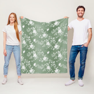 Cobertor De Velo Dusty Sage Floral Verde Flor Padrão Verde