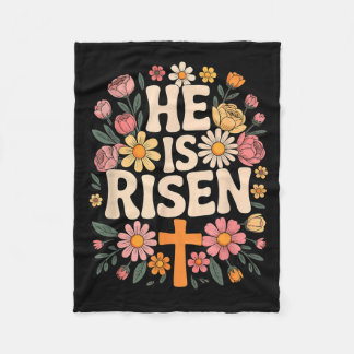 Cobertor De Velo É Camisa Ele Ressuscitou Floral Cruz Cristão