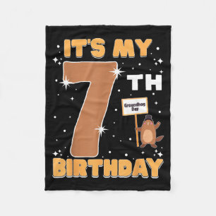 Cobertor De Velo É Meu 7º Aniversário Dia da Marmota Menina de 7 An